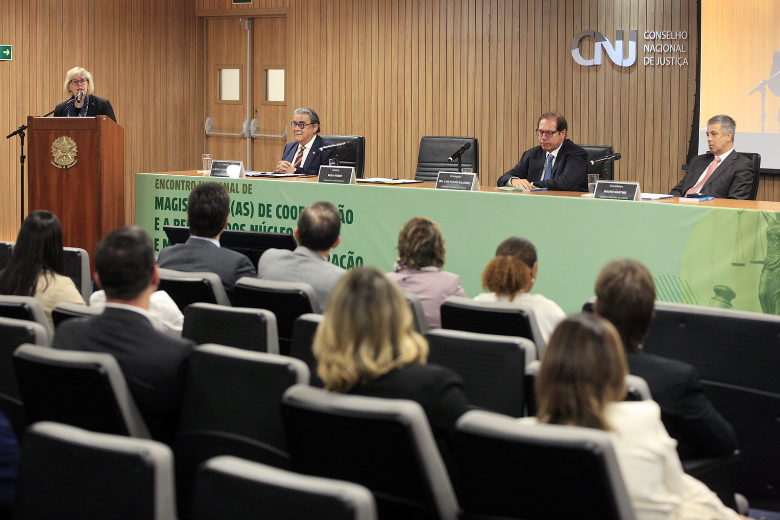 Presidente do CNJ, Min. Rosa Weber, vice-presidente do TST, Min. Aloysio Corrêa, corregedor nacional de Justiça, Min. Luis Felipe Salomão e Cons. Mauro Martins. Foto: Nelson Jr.