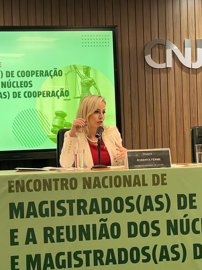 A juíza Roberta Ferme apresentou o painel Litigância predatória na Justiça do Trabalho e técnicas de cooperação judiciária