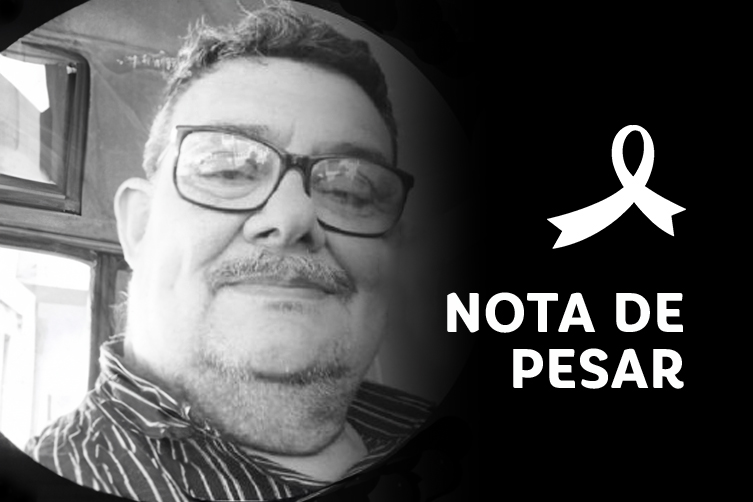 Foto do Vanderli em preto e branco. Texto: nota de pesar
