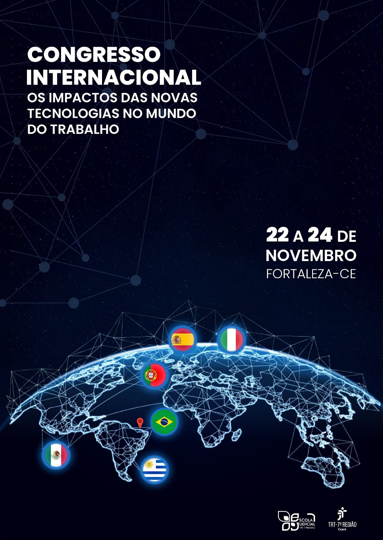 ilustração do globo terrestre com algumas bandeiras de países