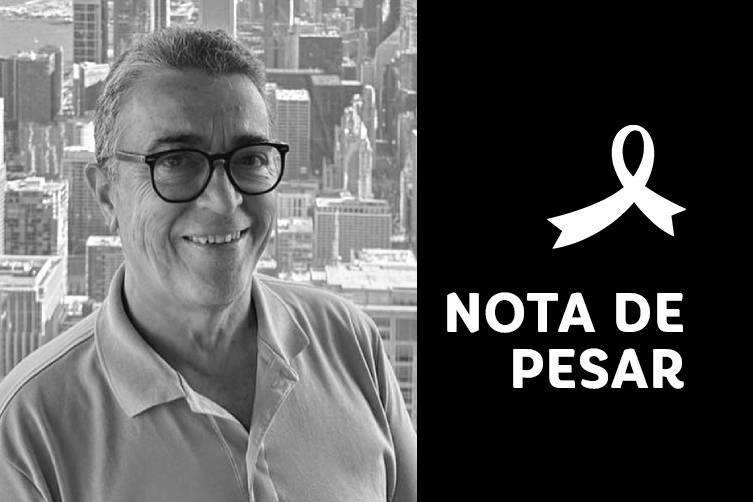 nota de pesar no fundo escuro, foto do servidor em preto e branco