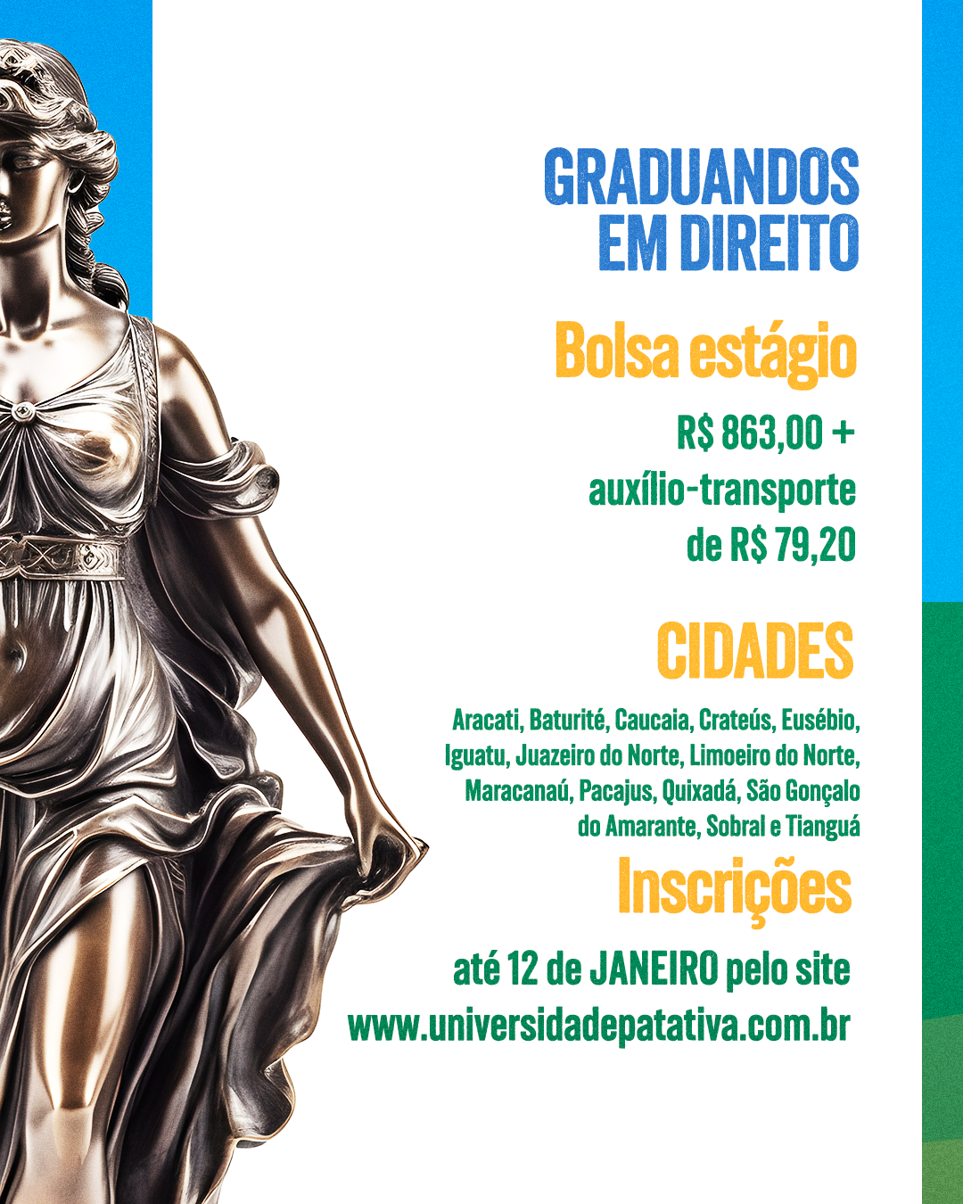 Banner estágio em direito no interior e região metropolitana