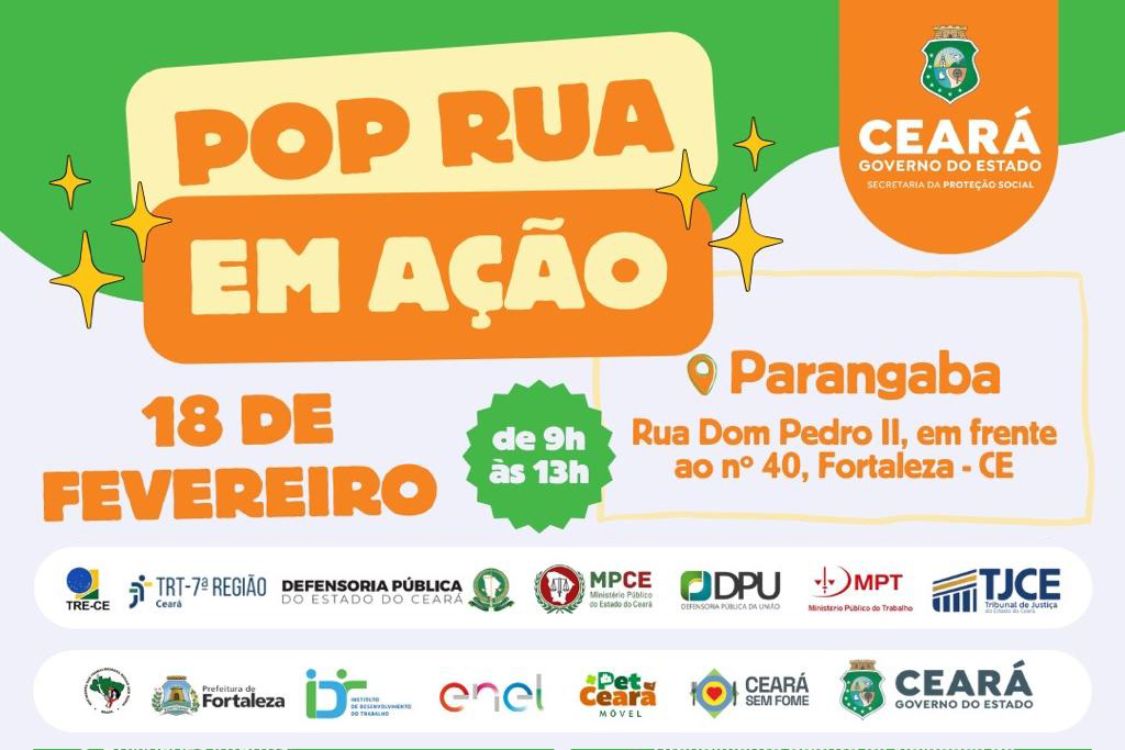 Post com os dados do evento, data, local e horário. Há as logos dos órgãos que estão apoiando (TRE, TRT, Defensoria Pública, MP/CE, DPU, MPT, TJ/CE, Movimento dos Sem Terra, Prefeitura de Fortaleza, IDT, Enel, PetCeará, Ceará Sem Fome, Governo do Estado do Ceará