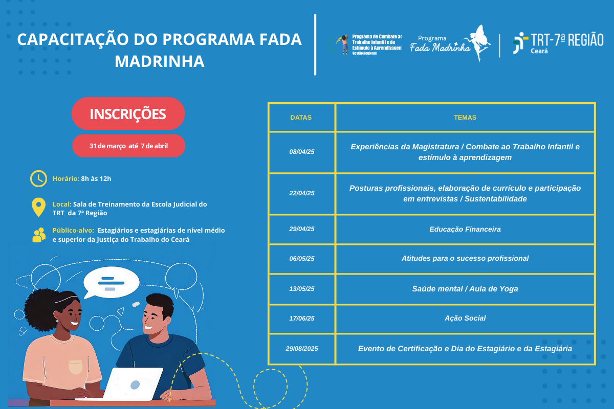 Hoje (7/4), é o último dia de inscrição para as oficinas do Programa Fada Madrinha
