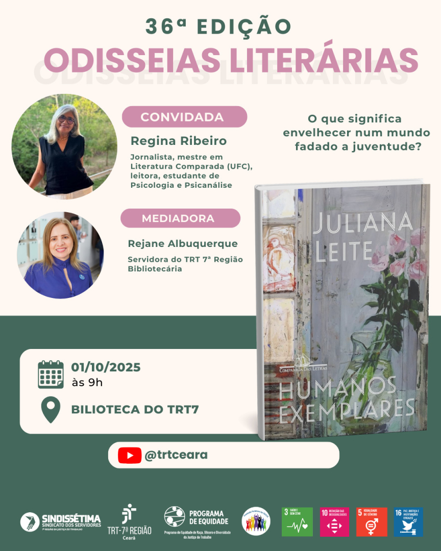 36ª Edição do Odisseias Literárias ocorrerá no dia 1º/10, na Biblioteca do TRT-CE