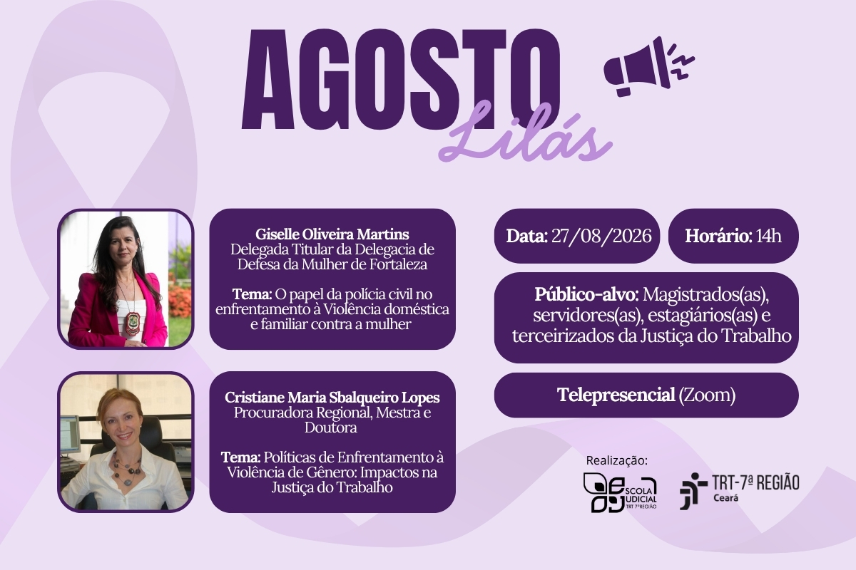 Agosto Lilás -  Enfrentamento à violência contra a mulher