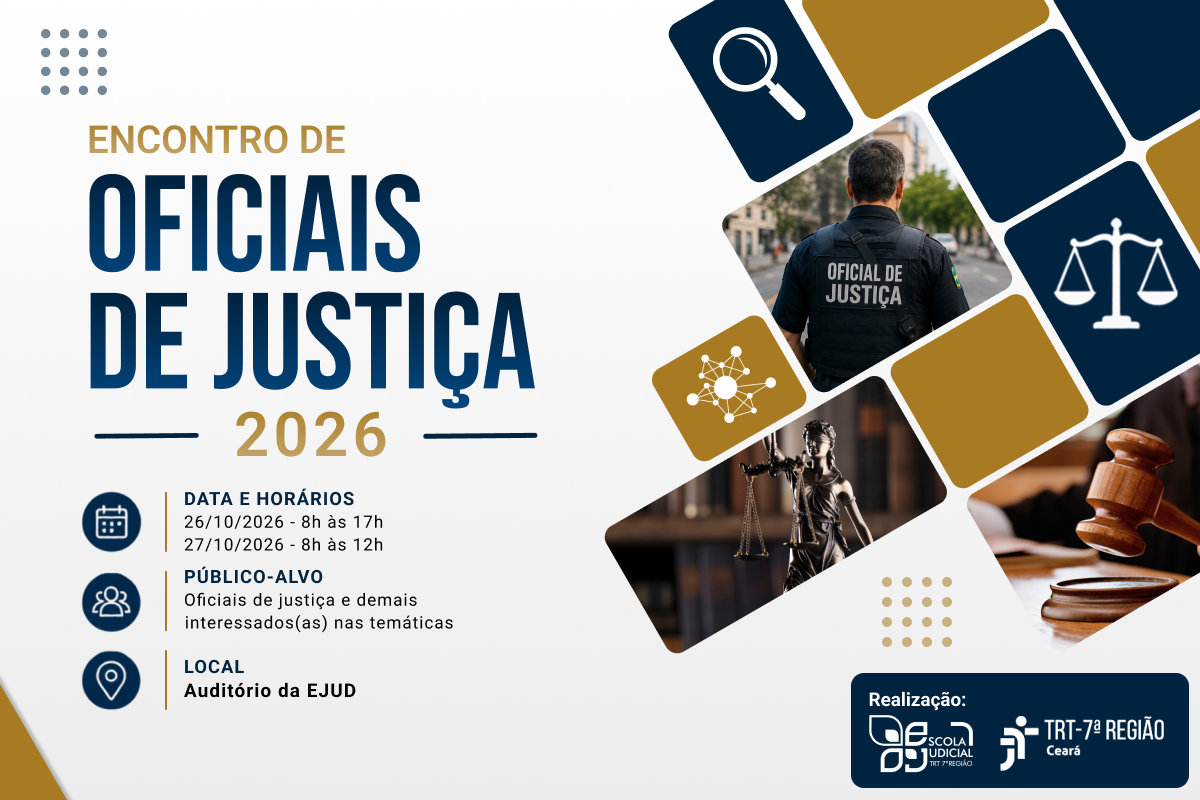 Ejud-7 promove Encontro de Oficiais de Justiça em 26 e 27 de outubro